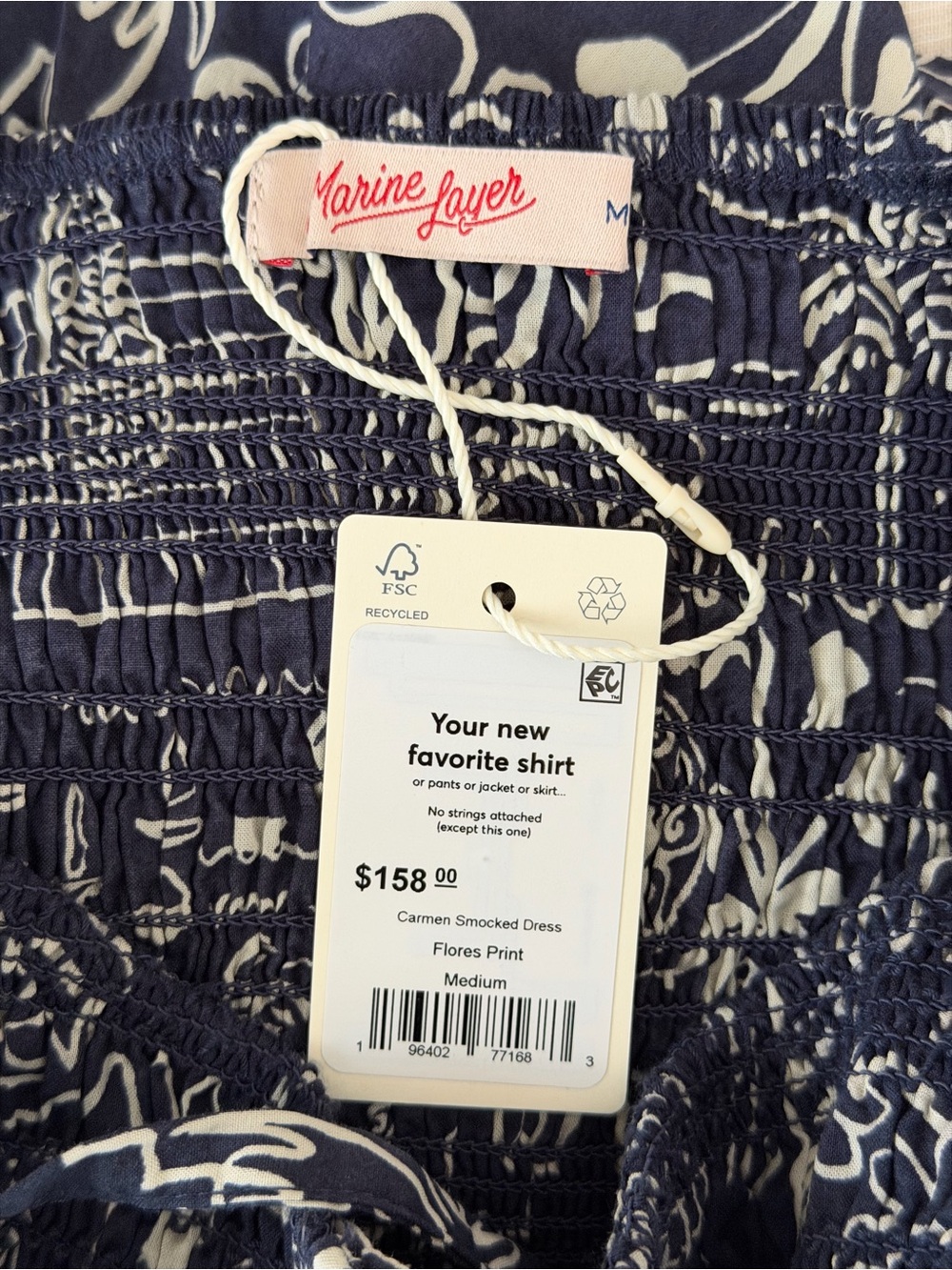 Marine Layer Carmen Smocked Dress in Flores Print, Size Medium - Picture 7 of 8